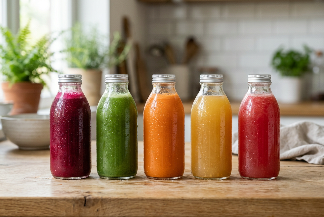 Cold-pressed juice bottles